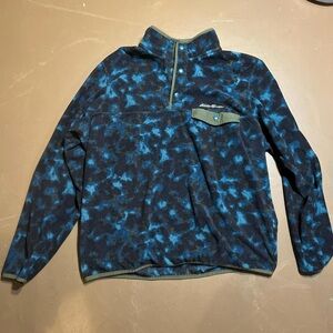 Eddie Bauer Blue and Black Fleece Pullover